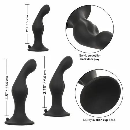CalExotics Silicone Anal Ripple Kit - 3-Piece Graduated Set with Suction Base