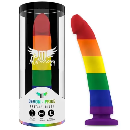 MYTHOLOGY Devon Pride M Intimate Silicone Device, Suction Base, 16.5 cm