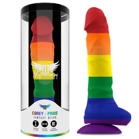MYTHOLOGY Corey Pride L Silikonski fantazijski uređaj usisna baza Rainbow