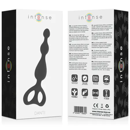 INTENSE Danti Crni silikonski analni čep 17.5 cm Materijal bezbedan za telo