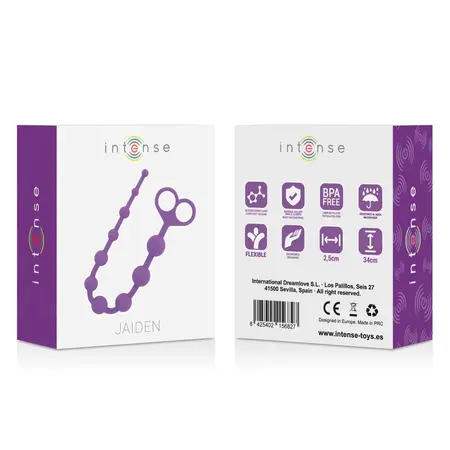 INTENSE Jaiden Beads Ljubičasti - Fleksibilni silikonski intimni wellness lanac 34cm