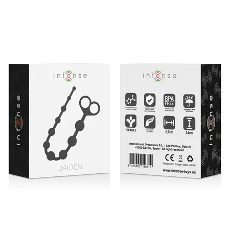 INTENSE Jaiden Silicone Intimate Beads Black 34cm Hypoallergenic