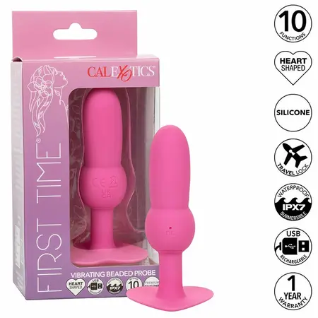 CalExotics First Time Beaded Probe Vibrirajući sistem Roze USB 10 modova