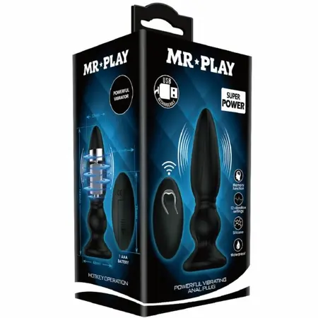 MR PLAY Remote-Controlled Vibrating Anal Model Black USB Rechargeable