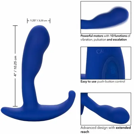 CalExotics Admiral Curved Vibrating Probe Blue, 10 Modes, Waterproof, USB