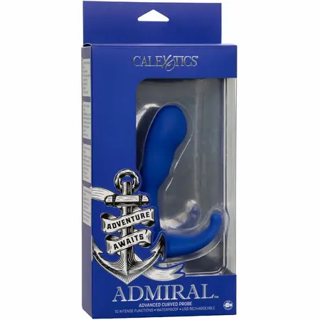 CalExotics Admiral Curved Vibrating Probe Blue, 10 Modes, Waterproof, USB