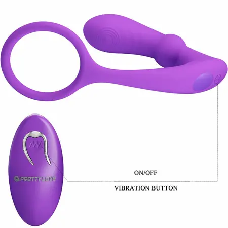 Pretty Love Warren Violet Dual Ring & Vibrirajući analni čep set, daljinski upravljač