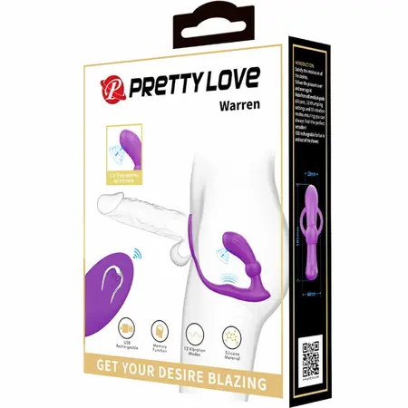 Pretty Love Warren Violet Dual Ring & Vibrirajući analni čep set, daljinski upravljač