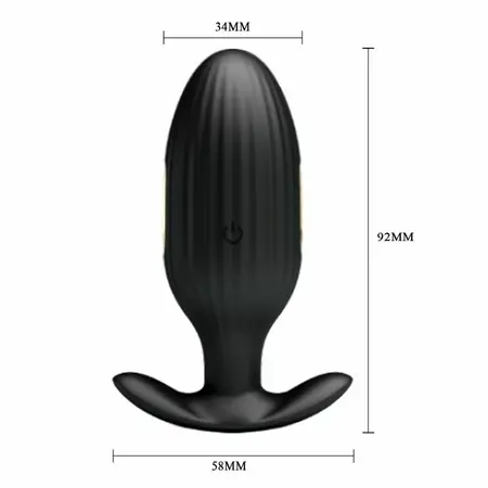 Pretty Love Jefferson Aplikacijom kontrolisan crni analni čep, 12 modova, USB punjiv