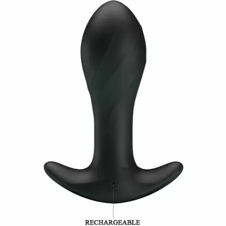 Pretty Love Black Silicone Anal Plug 12-Mode USB Rechargeable