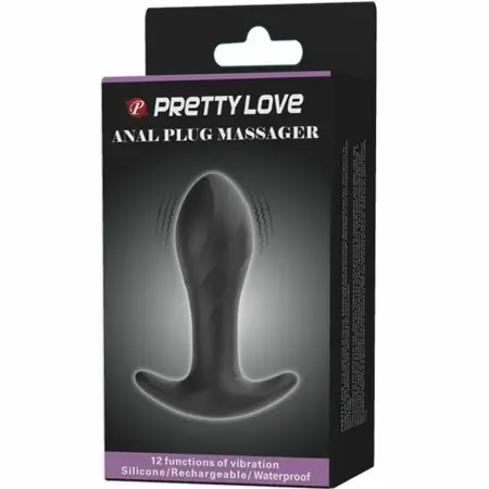 Pretty Love Black Silicone Anal Plug 12-Mode USB Rechargeable