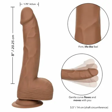 CalExotics Silicone Studs 20 cm Braon - Fleksibilni Anatomski Model sa Sisaljkom