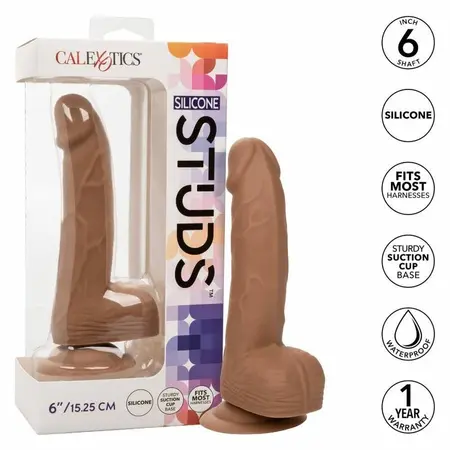 CalExotics Silicone Studs 15.24 cm Braon Intimni Uređaj sa Sisaljkom