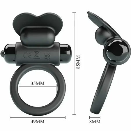Pretty Love Debonaire Black Intimate Ring with 10 Vibration Modes