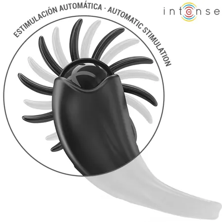 Intense Mabel Crni Vibrirajući Prsten sa 10 Režima i Anatomskim Stimulatorom