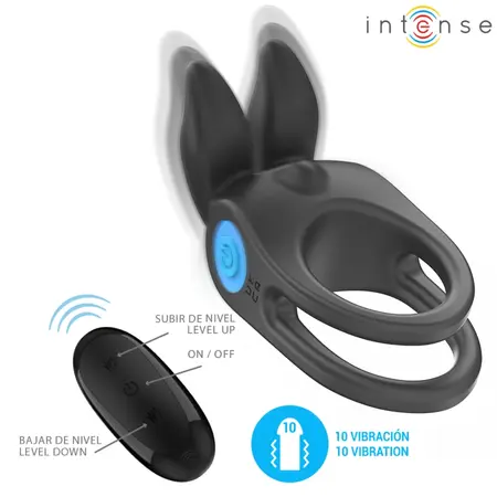 INTENSE SAM Dvostruki Vibrirajući Prsten Crni 10 Režima USB Punjiv