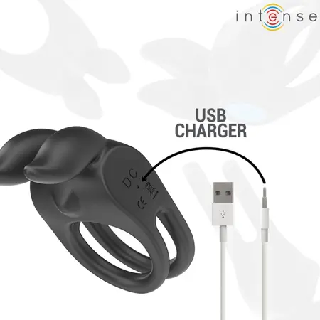INTENSE SAM Dvostruki Vibrirajući Prsten Crni 10 Režima USB Punjiv