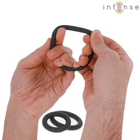 INTENSE Hugh 3-Piece Silicone Ring Set Black Adjustable Sizes