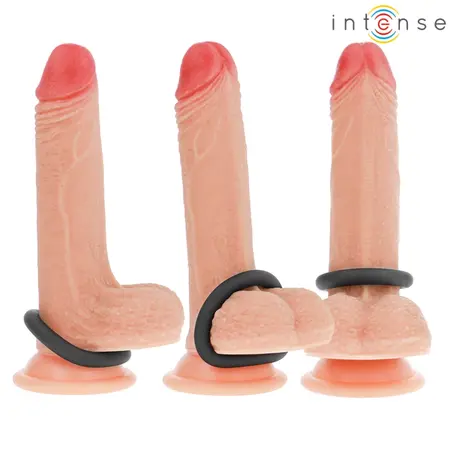 INTENSE Hugh 3-Piece Silicone Ring Set Black Adjustable Sizes