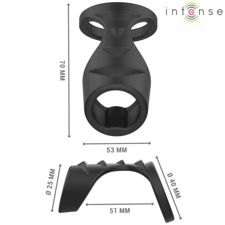 INTENSE THEO Dvostruki Silikonski Crni Potporni Prsten Model 3, 5.1 cm