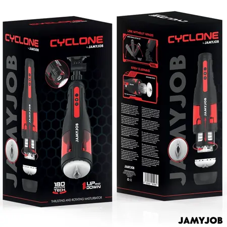 Jamyjob Cyclone Automatic Intimate Machine 10 Rotation & Thrust Modes Black-Red