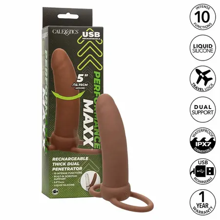 CalExotics Performance Maxx Thick Dual Vibrating Machine Brown 10 Modes