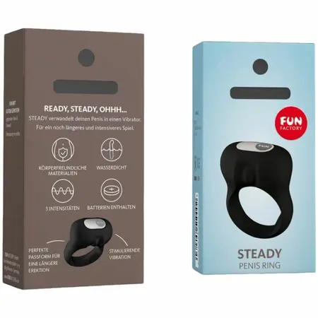 Fun Factory Steady Vibrating Support Ring Black, Flexible Silicone