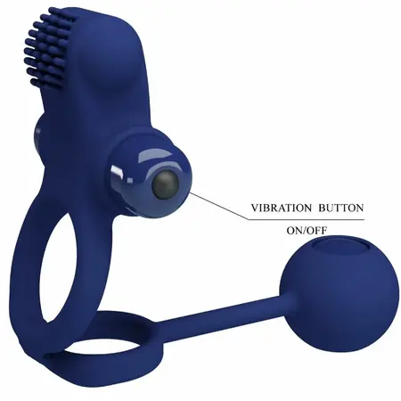 Pretty Love Remington Plavi Dupli vibrirajući silikonski prsten sa čepom