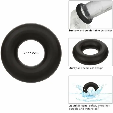 CalExotics Alpha Tečni silikonski srednji potporni prsten Crni 2cm