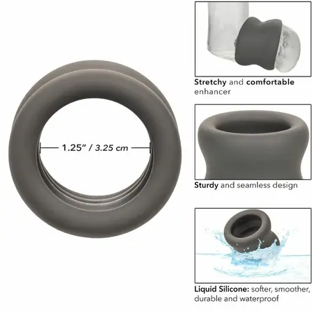 CalExotics Alpha Tečni silikonski crni anatomski potporni prsten 3.75 cm