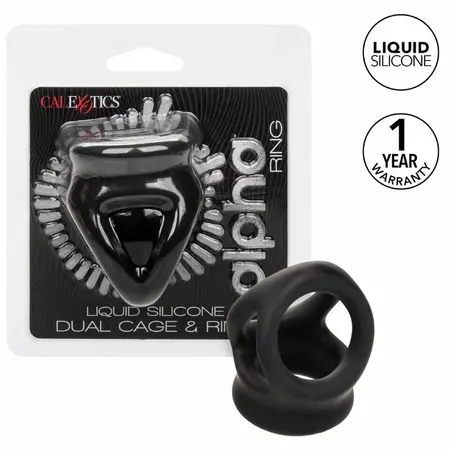 CalExotics Alpha Dual Cage prsten Crni - Tečni silikonski sistem podrške