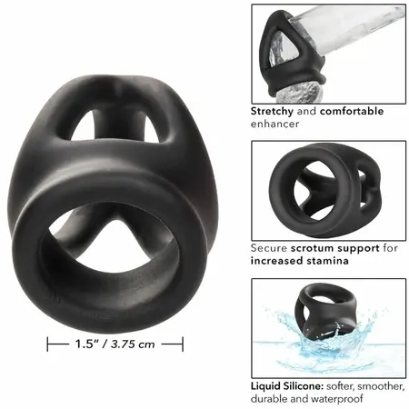 CalExotics Alpha Dual Cage prsten Crni - Tečni silikonski sistem podrške