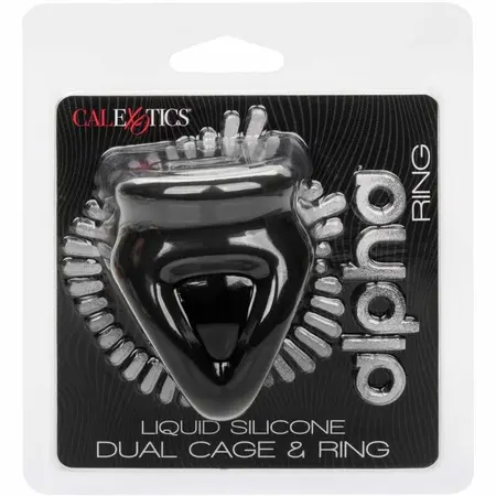 CalExotics Alpha Dual Cage prsten Crni - Tečni silikonski sistem podrške