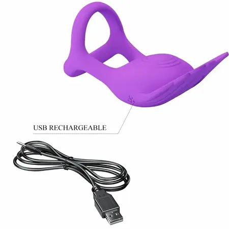 Pretty Love Silas Intimate Ring, 7 Vibration Modes, Rechargeable, Purple