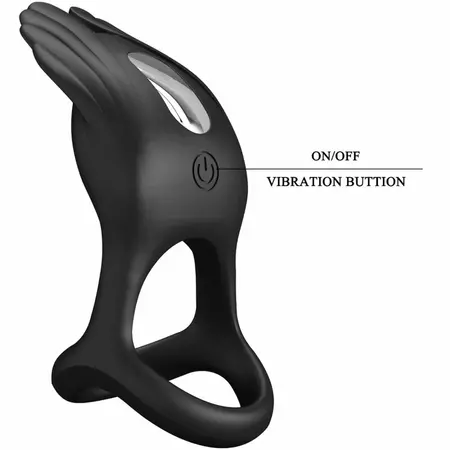 Pretty Love Silas Silikonski vibrirajući prsten 7 modova USB Crni