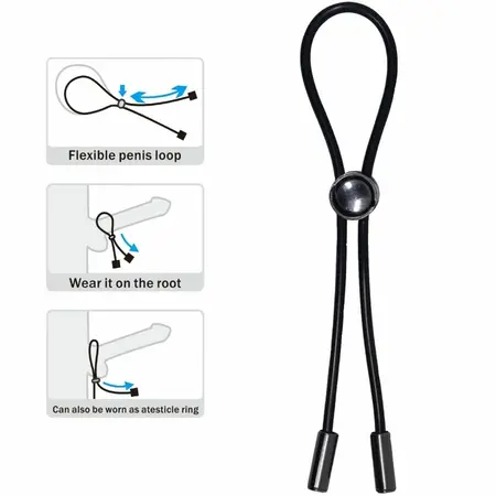 Pretty Love Cord Adjustable Silicone Comfort Ring - Black, 188 mm