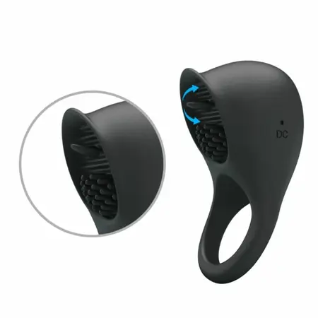 Pretty Love Vibrirajući silikonski prsten Crni Jezik 12-modni USB Punjiv