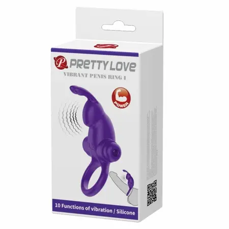 Pretty Love I Rabbit Vibrirajući silikonski partnerski prsten, Tamno Ljubičasti