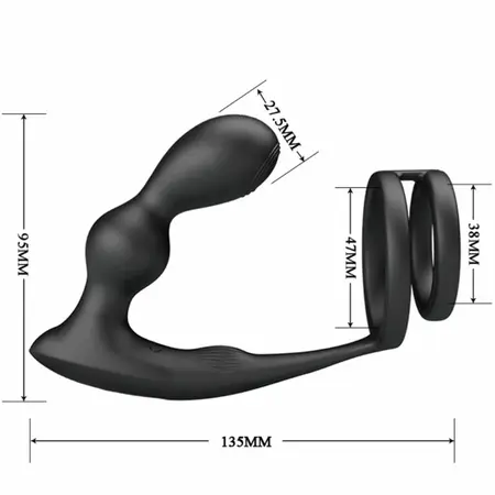 Pretty Love Marshall Dual Stimulation Silicone Ring Set with Remote, Black