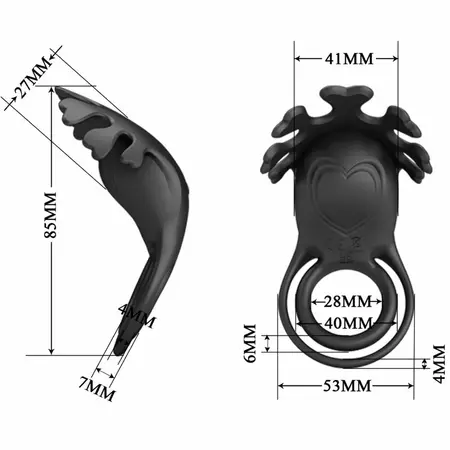 Pretty Love Ruben Rechargeable Silicone Ring 7 Modes Black