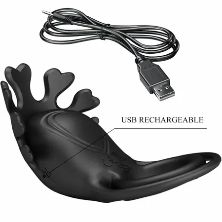 Pretty Love Ruben Rechargeable Silicone Ring 7 Modes Black