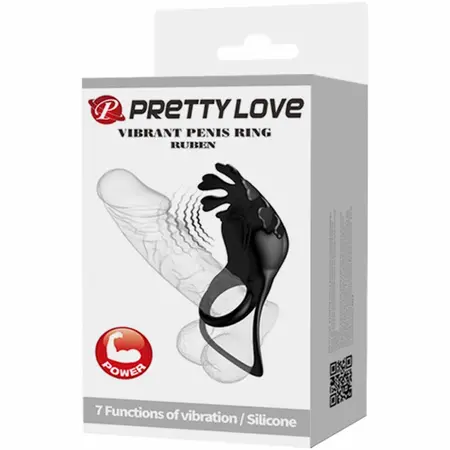 Pretty Love Ruben Rechargeable Silicone Ring 7 Modes Black