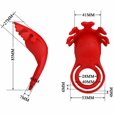 Pretty Love Ruben Silicone Ring 7-Mode Rechargeable Red 140x80mm