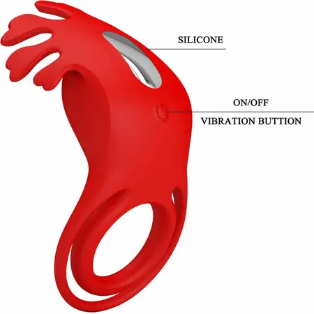 Pretty Love Ruben Silicone Ring 7-Mode Rechargeable Red 140x80mm