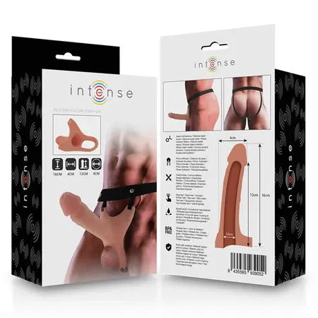 INTENSE Hollow Adjustable Harness with Silicone Insert 16x3.5 cm Beige