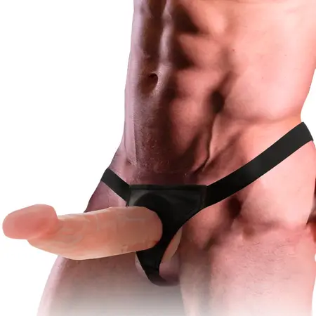 Intense Hollow Strap-On System with Adjustable Harness 18 x 3.5 cm Natural