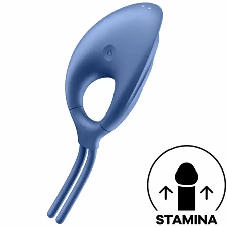 Satisfyer Swordsman Adjustable Vibrating Ring Blue - Waterproof Silicone