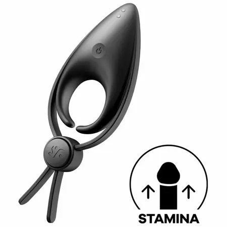 Satisfyer Sniper Adjustable Dual Loop Vibrating Ring Black Silicone