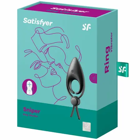 Satisfyer Sniper Adjustable Dual Loop Vibrating Ring Black Silicone
