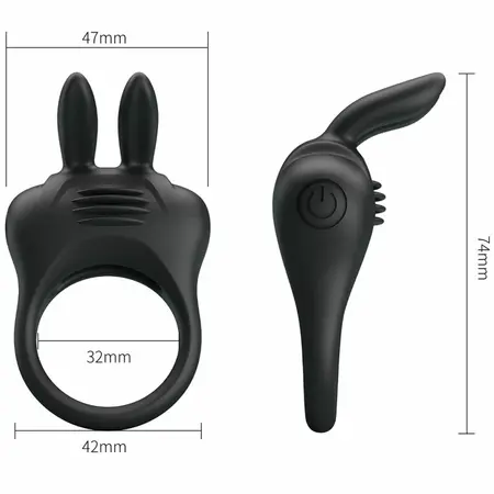 Pretty Love Davion Silicone Vibrating Ring - Black, Adjustable Fit